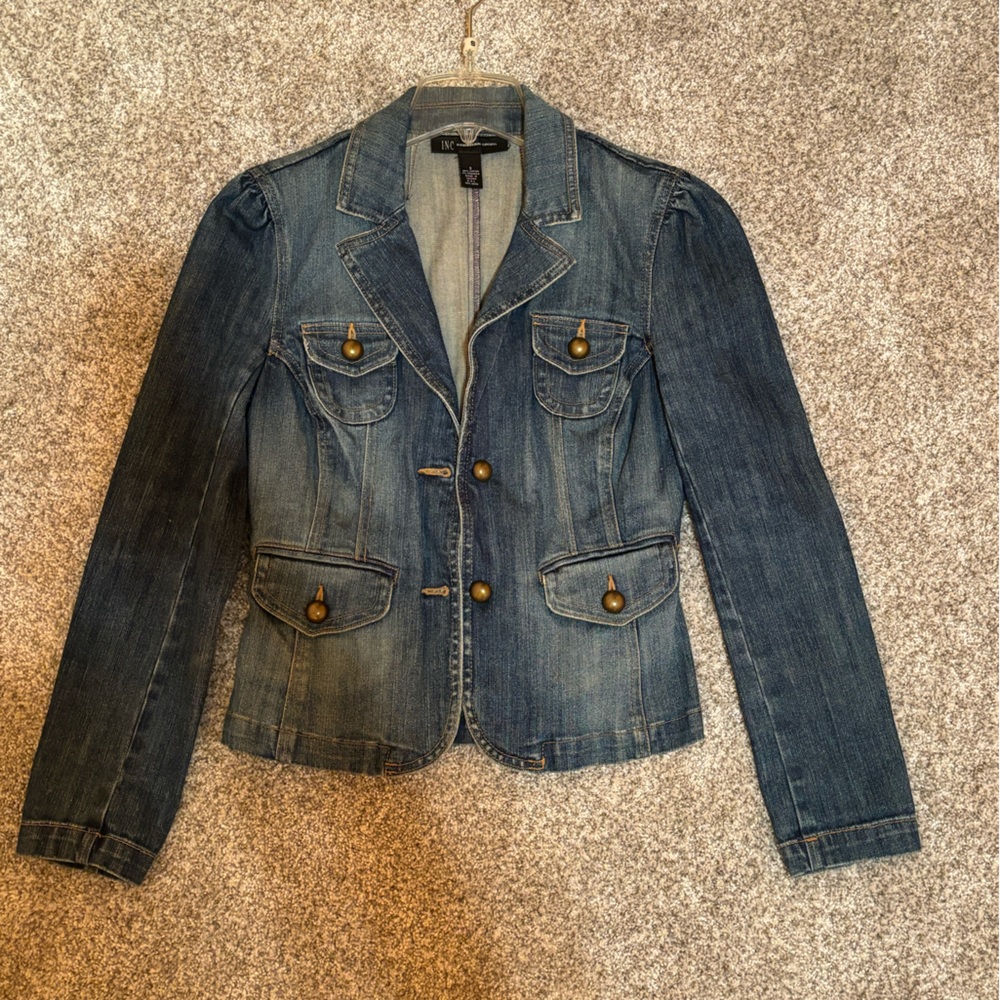 INC jean jacket. Fitted. SM.